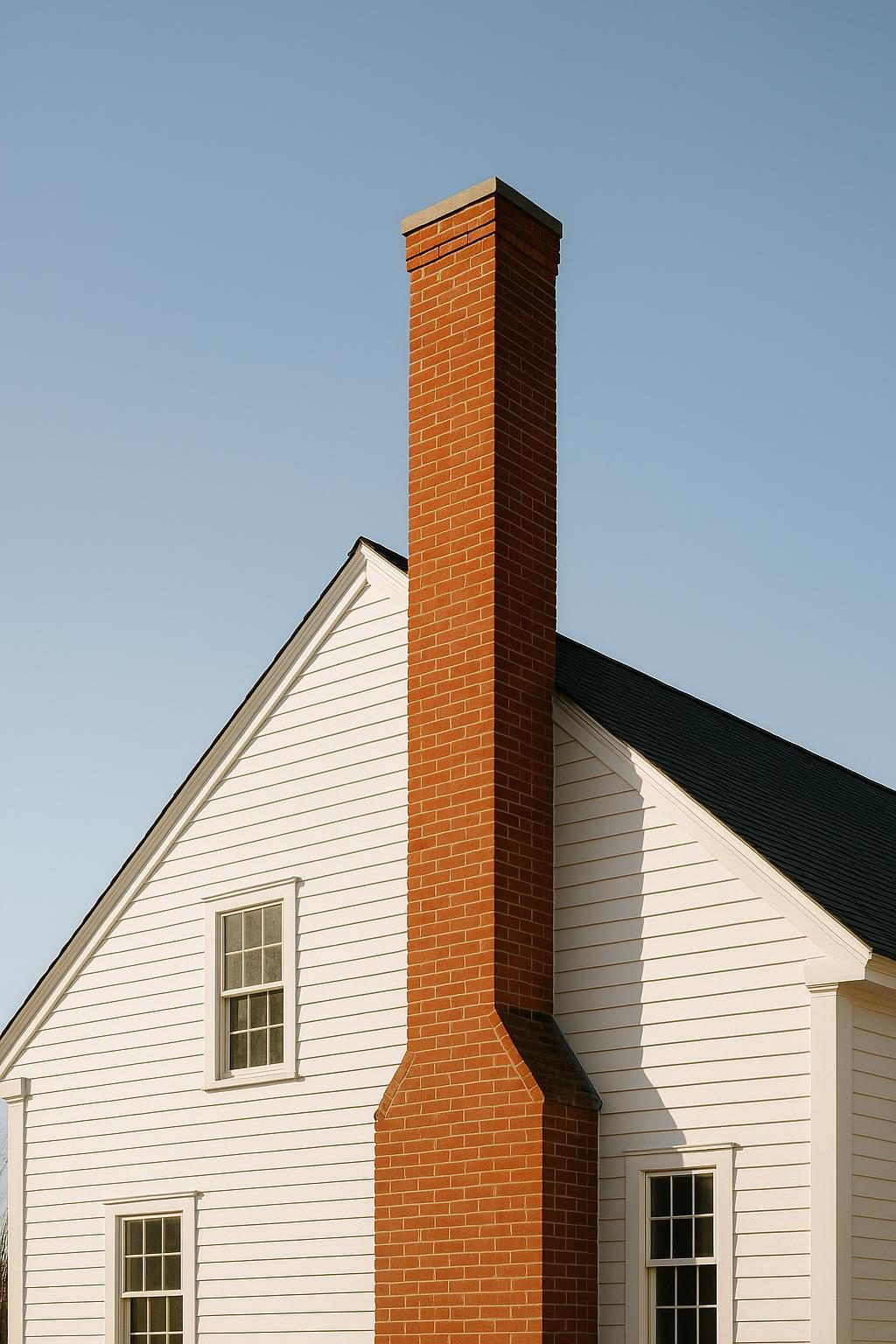 Brick chimney on a colonial house (illustration)
